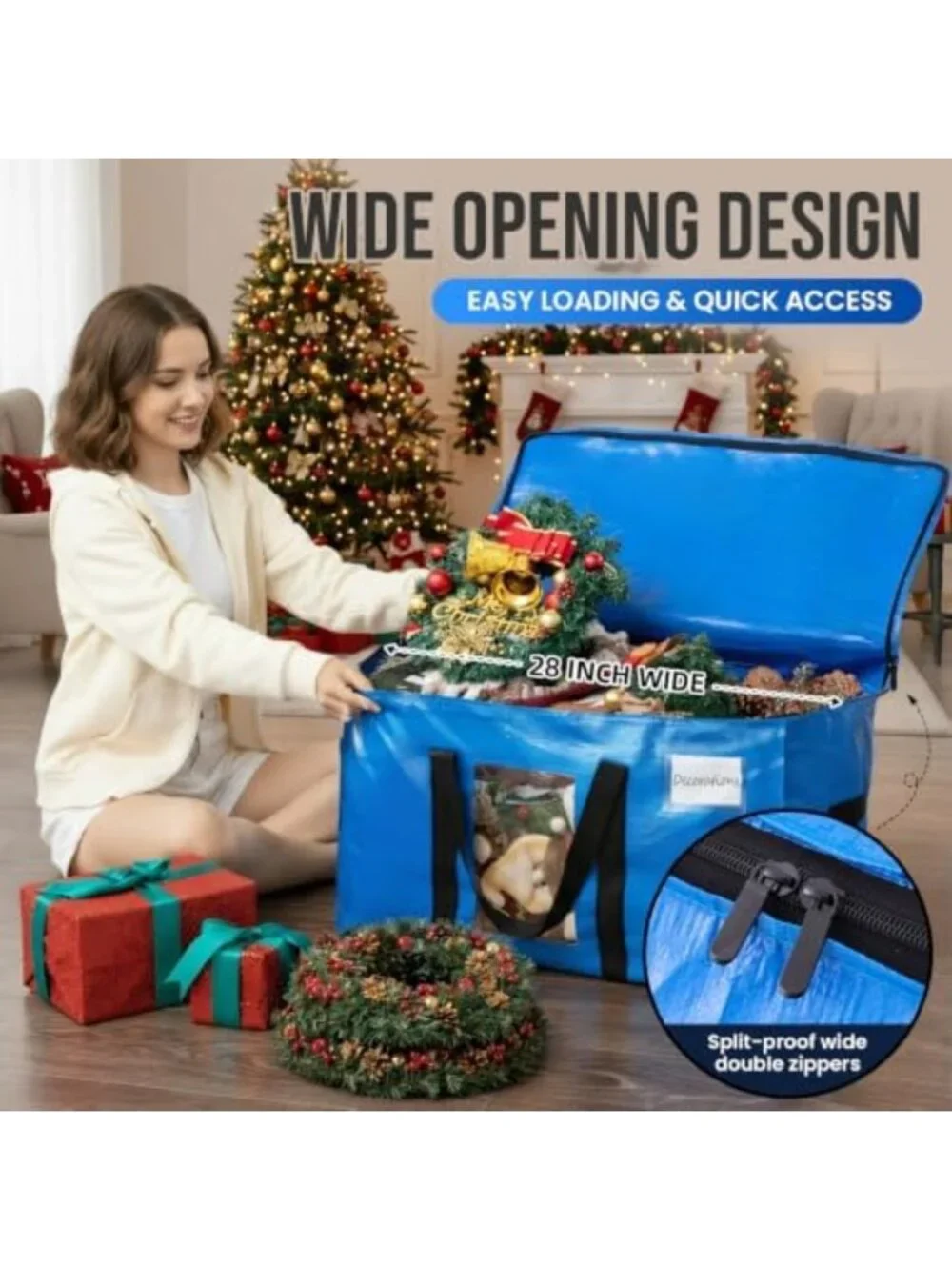 Extra Large Blue Moving Bags - 4 Pack Storage Bags with Clear Window for Easy